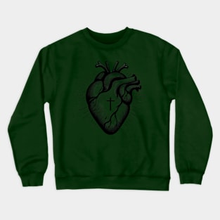 Christian Heart Minimalist Black Work Line Drawing Crewneck Sweatshirt